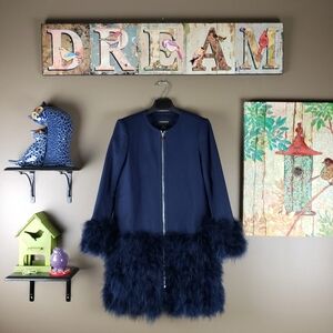 Club Monaco wool blend feather coat small